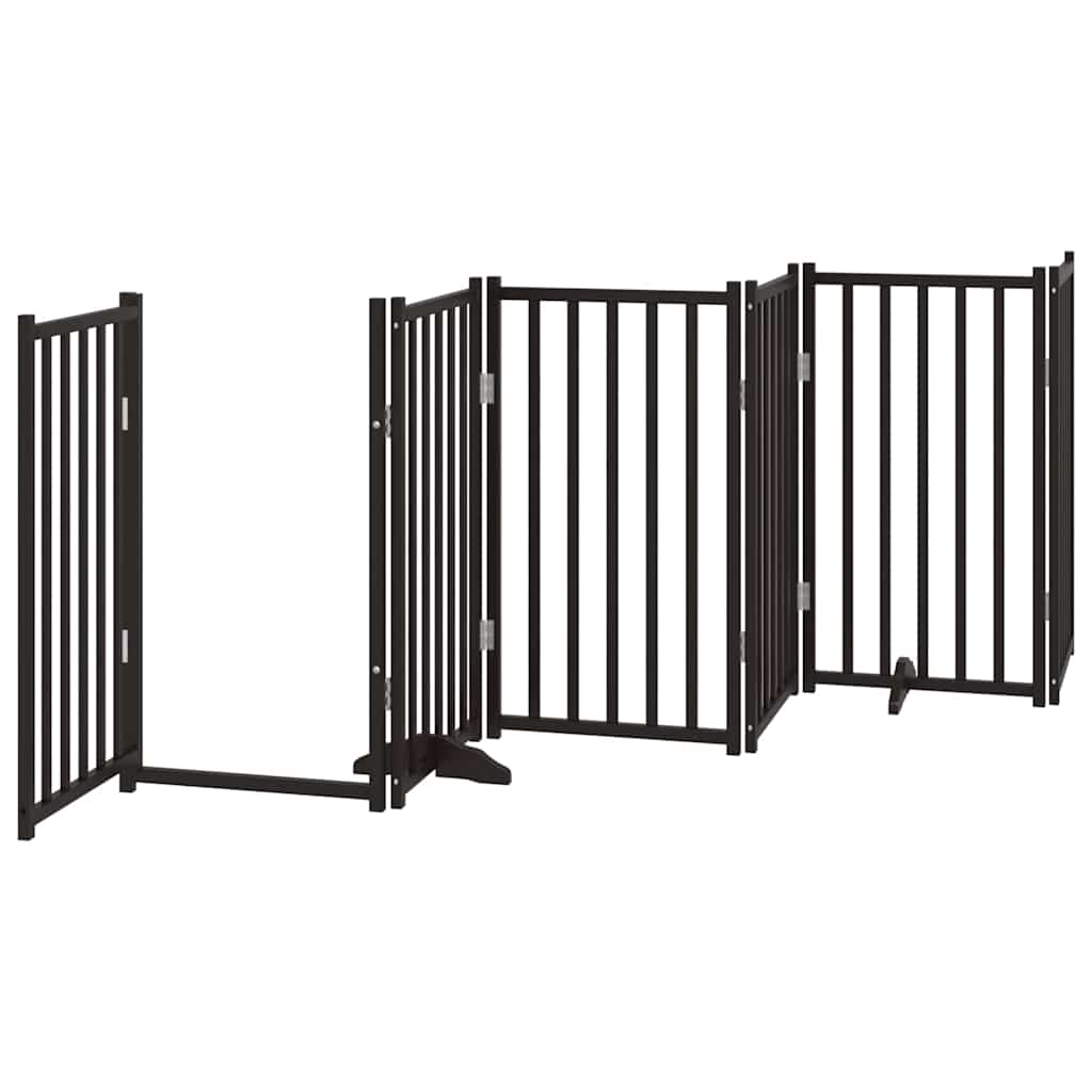 Poartă câini pliabilă cu ușă 9 panouri negru, 450 cm, lemn plop GartenMobel Dekor
