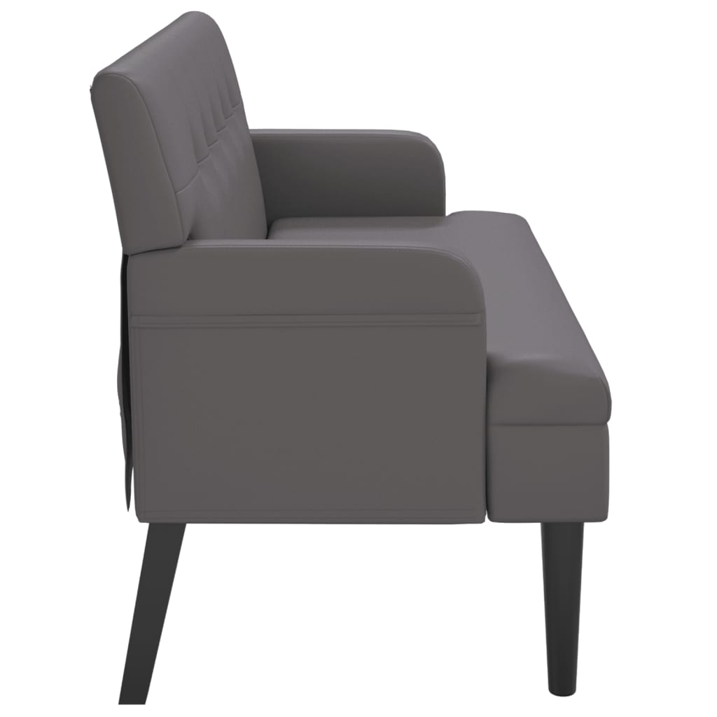 Banchetă cu spătar, gri, 112x65,5x75 cm, piele ecologică GartenMobel Dekor