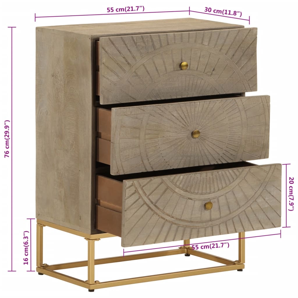 Dulap cu sertare 55x30x76 cm, lemn masiv de mango și fier GartenMobel Dekor