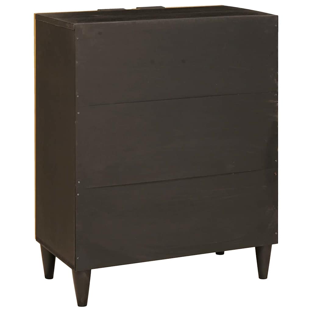 Bufet Negru și Aur 60 x 33 x 75 cm Lemn masiv de mango GartenMobel Dekor