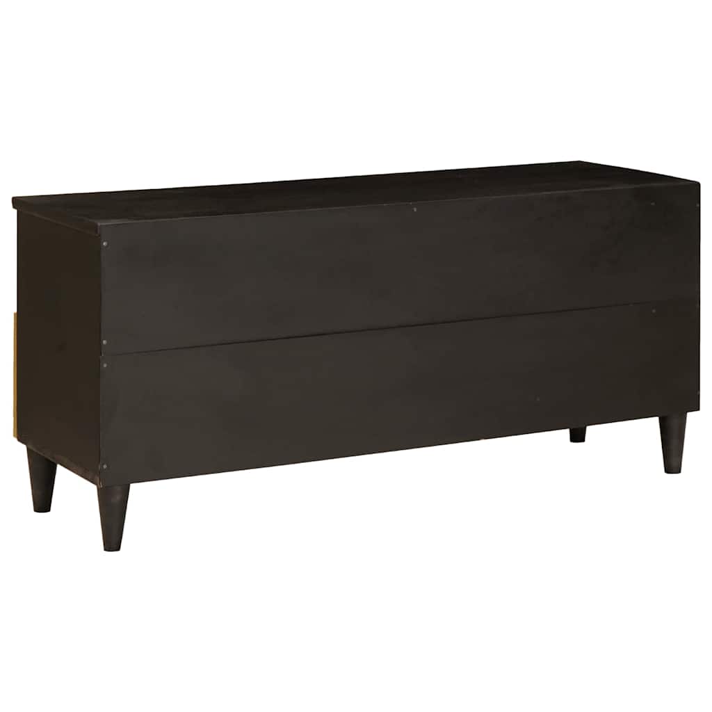 Cabinet TV Negru și Aur 100 x 33 x 46 cm Lemn masiv de mango GartenMobel Dekor