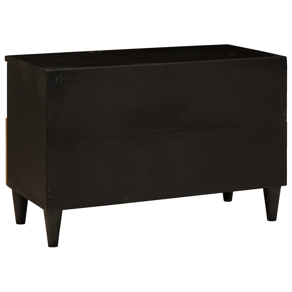 Cabinet TV Negru și Aur 70 x 33 x 46 cm Lemn masiv de mango GartenMobel Dekor