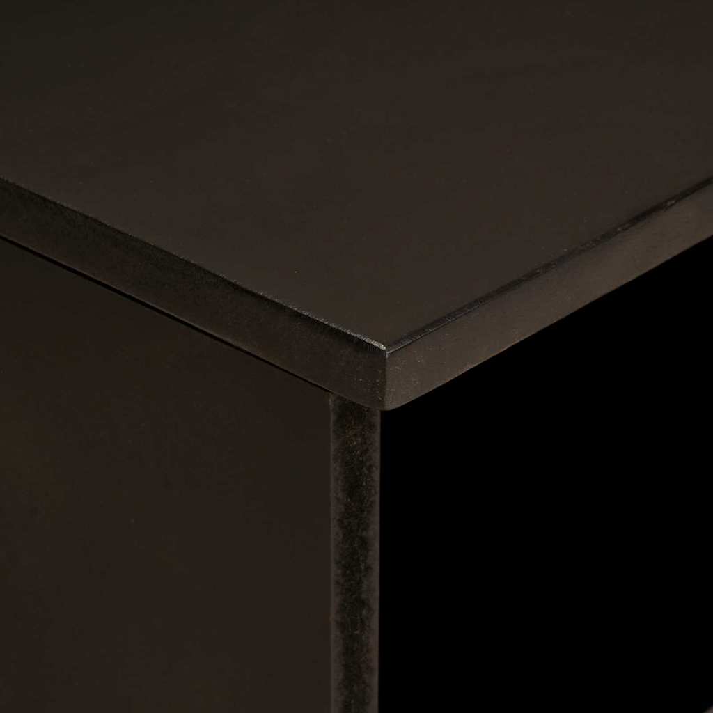 Cabinet TV Negru și Aur 80 x 33 x 46 cm Lemn masiv de mango GartenMobel Dekor