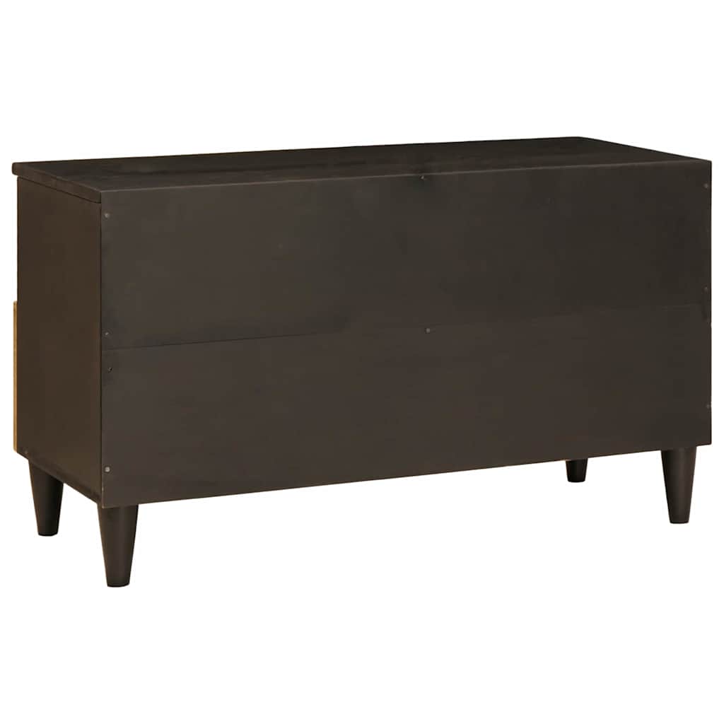 Cabinet TV Negru și Aur 80 x 33 x 46 cm Lemn masiv de mango GartenMobel Dekor