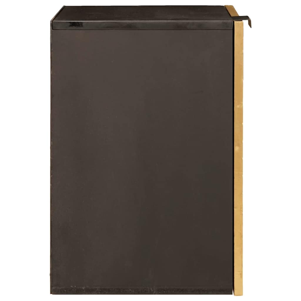 Dulap de Baie Negru și Aur 38 x 33 x 48 cm Lemn masiv de mango GartenMobel Dekor