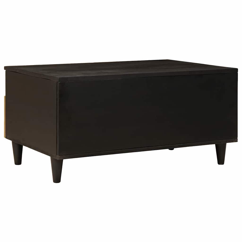 Masă de cafea Negru și Aur 80 x 54 x 40 cm Lemn masiv de mango GartenMobel Dekor