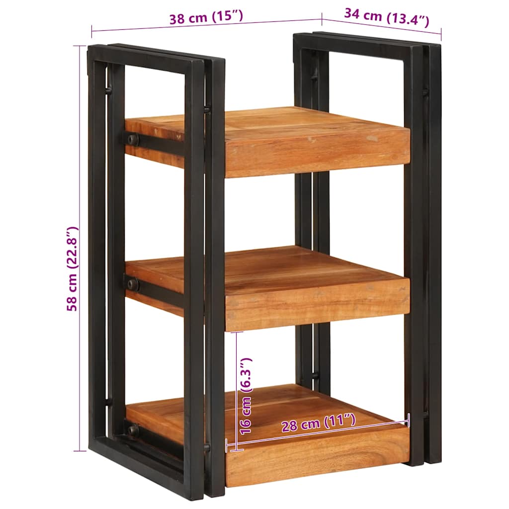 Noptieră Maro și negru 38 x 33 x 58 cm Lemn Solid de Acacia GartenMobel Dekor