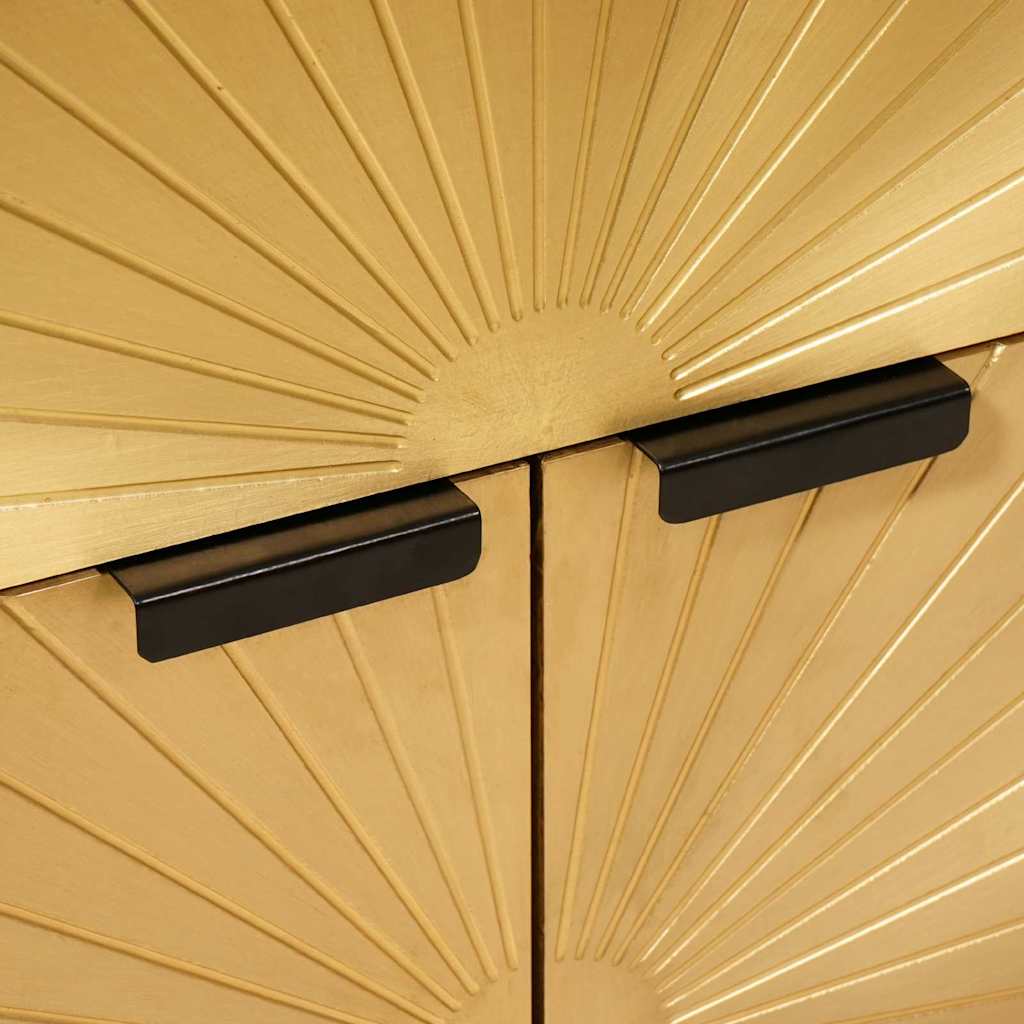 Noptieră Negru și Aur 50 x 33 x 60 cm Lemn masiv de mango GartenMobel Dekor