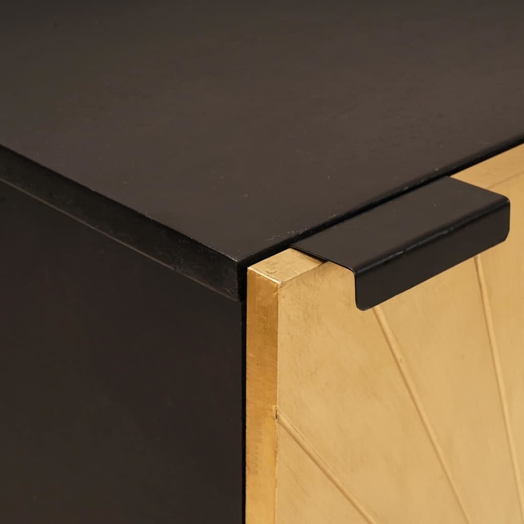 Bufet cu raft Negru și Aur 40 x 33 x 75 cm Lemn masiv de mango GartenMobel Dekor