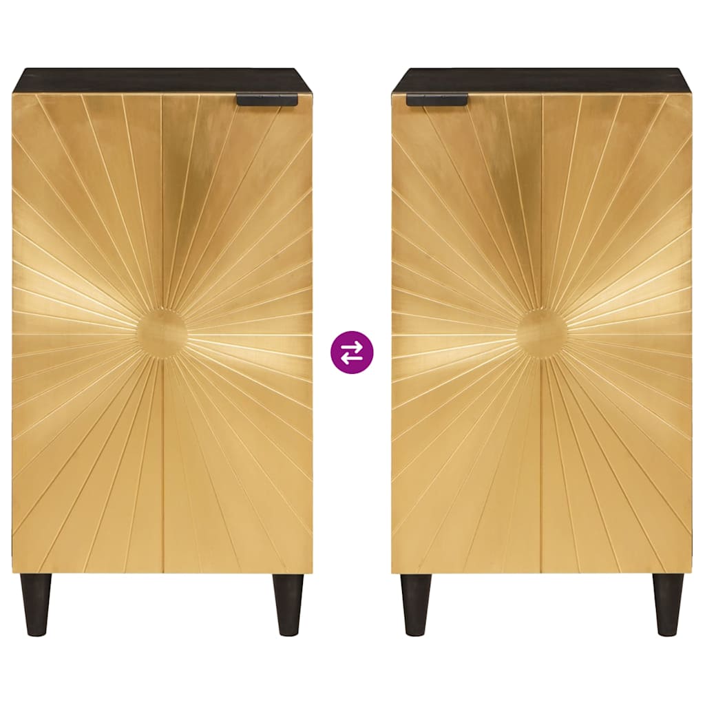 Bufet cu raft Negru și Aur 40 x 33 x 75 cm Lemn masiv de mango GartenMobel Dekor