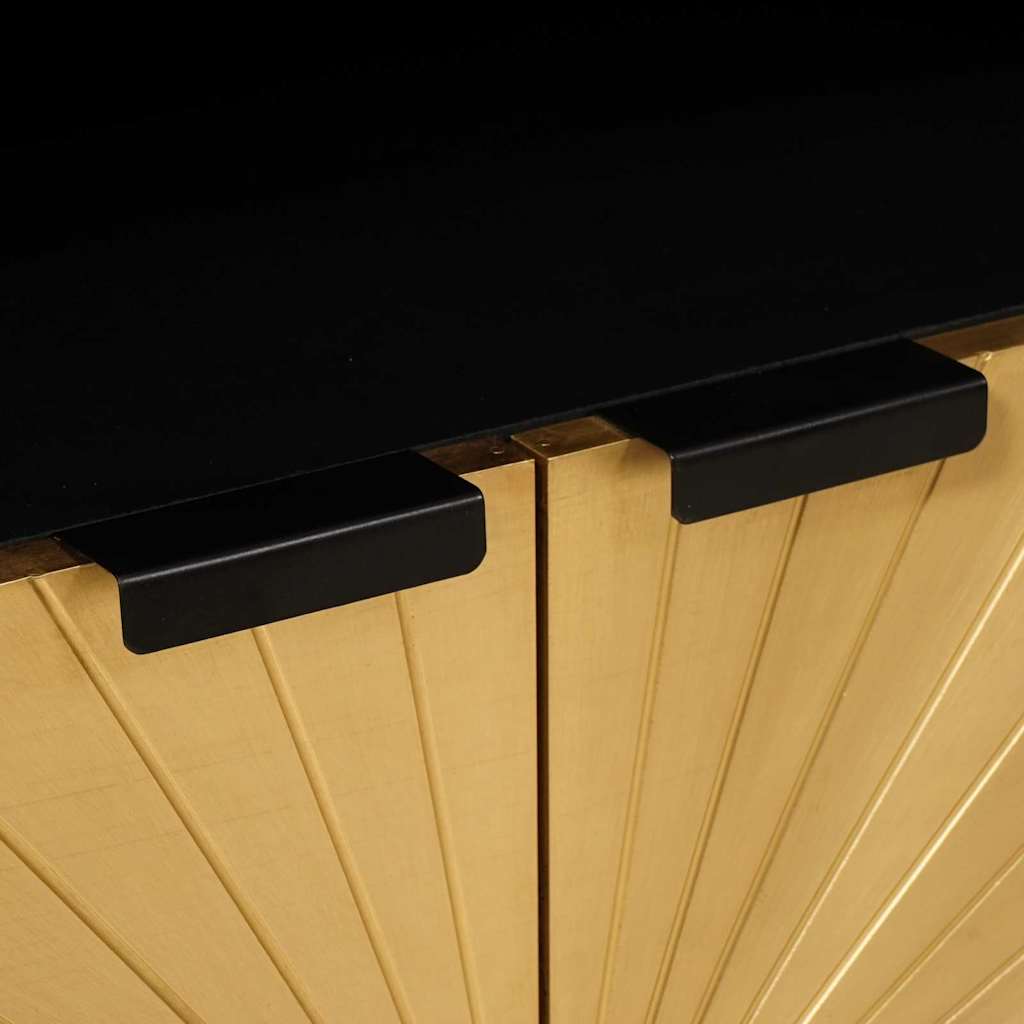 Bufet cu raft Negru și Aur 60 x 33 x 75 cm Lemn masiv de mango GartenMobel Dekor