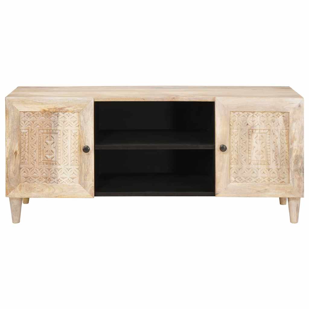 Cabinet TV cu raft Alb 105 x 33 x 46 cm Lemn masiv de mango GartenMobel Dekor