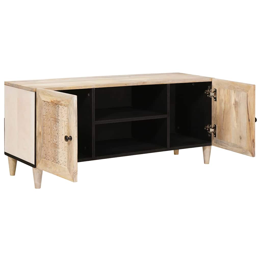 Cabinet TV cu raft Alb 105 x 33 x 46 cm Lemn masiv de mango GartenMobel Dekor