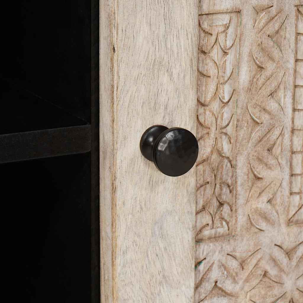 Cabinet TV cu raft Alb 80 x 33 x 46 cm Lemn masiv de mango GartenMobel Dekor