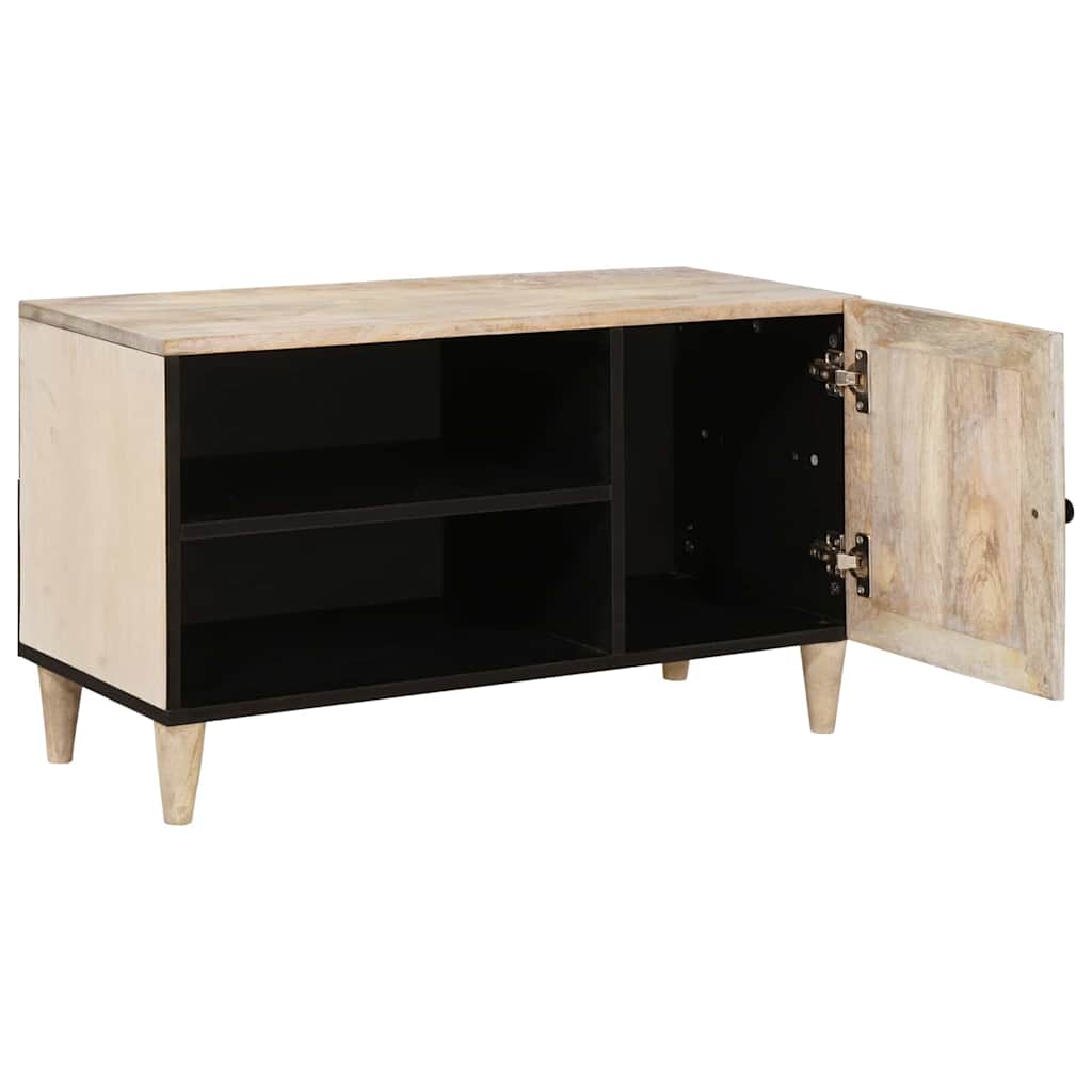 Cabinet TV cu raft Alb 80 x 33 x 46 cm Lemn masiv de mango GartenMobel Dekor