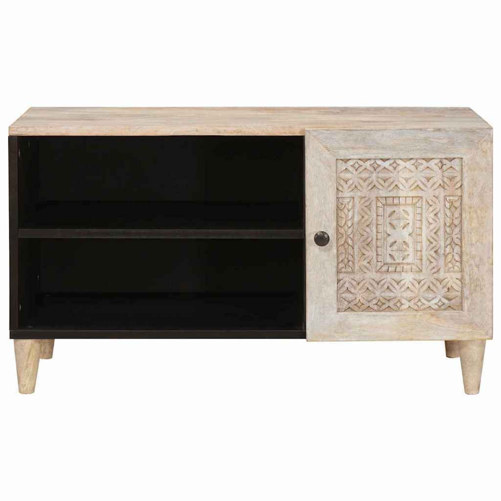 Cabinet TV cu raft Alb 80 x 33 x 46 cm Lemn masiv de mango GartenMobel Dekor