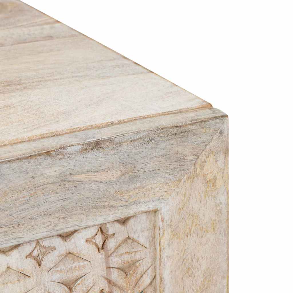 Cabinet TV cu raft Alb 80 x 33 x 46 cm Lemn masiv de mango GartenMobel Dekor