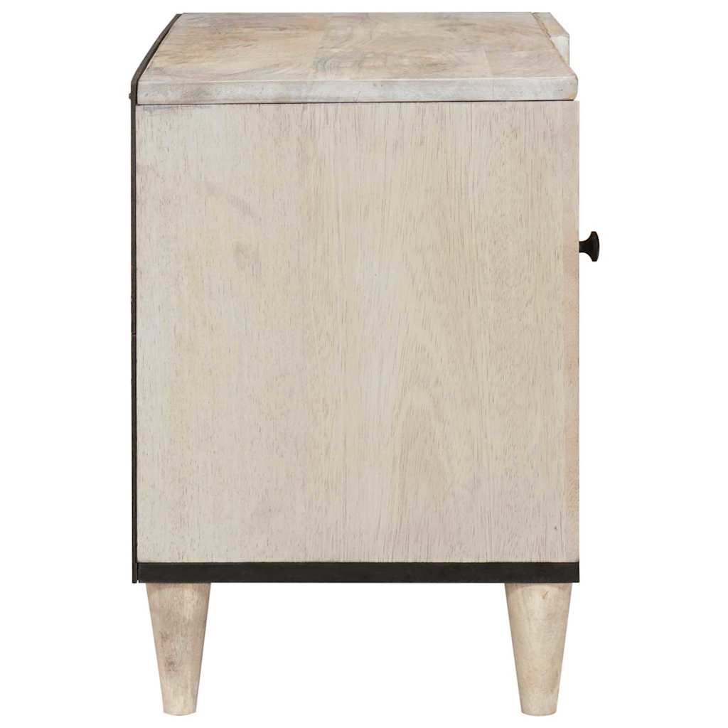 Cabinet TV cu raft Alb 80 x 33 x 46 cm Lemn masiv de mango GartenMobel Dekor