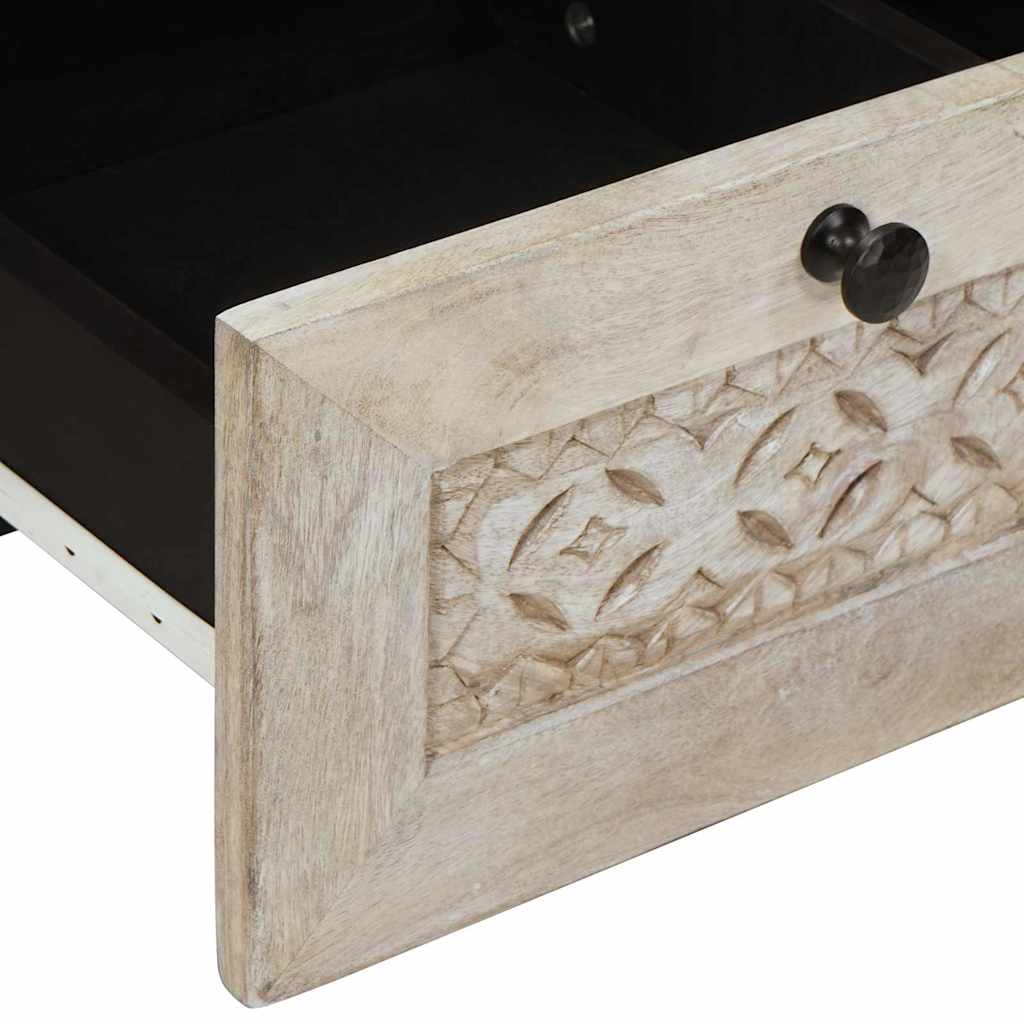 Cabinet TV cu sertar Alb 100 x 33 x 46 cm Lemn masiv de mango GartenMobel Dekor