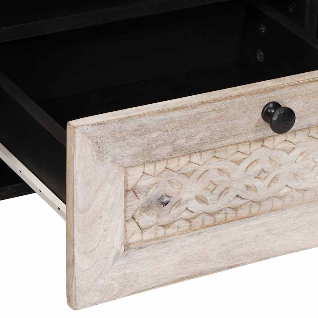 Cabinet TV cu sertar Alb 105 x 33 x 46 cm Lemn masiv de mango GartenMobel Dekor