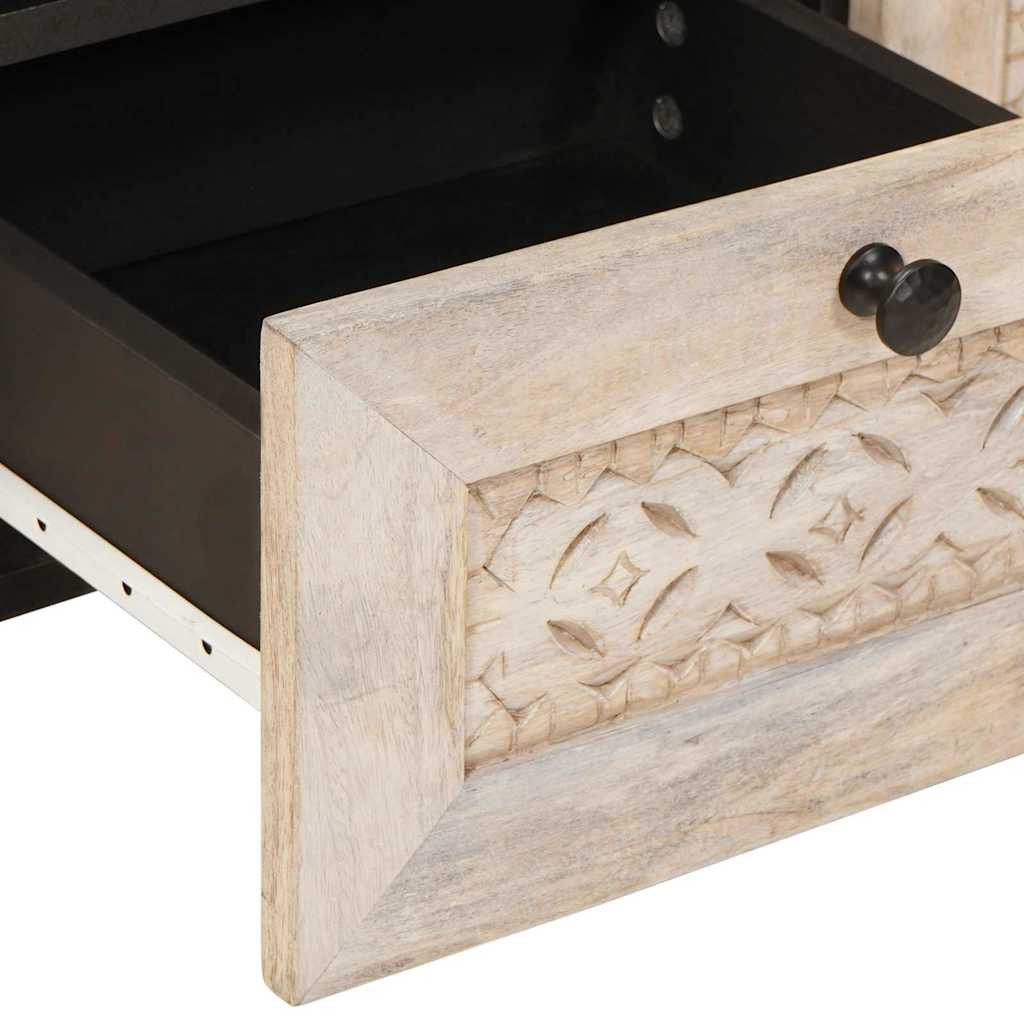 Cabinet TV cu sertar Alb 70 x 33 x 46 cm Lemn masiv de mango GartenMobel Dekor