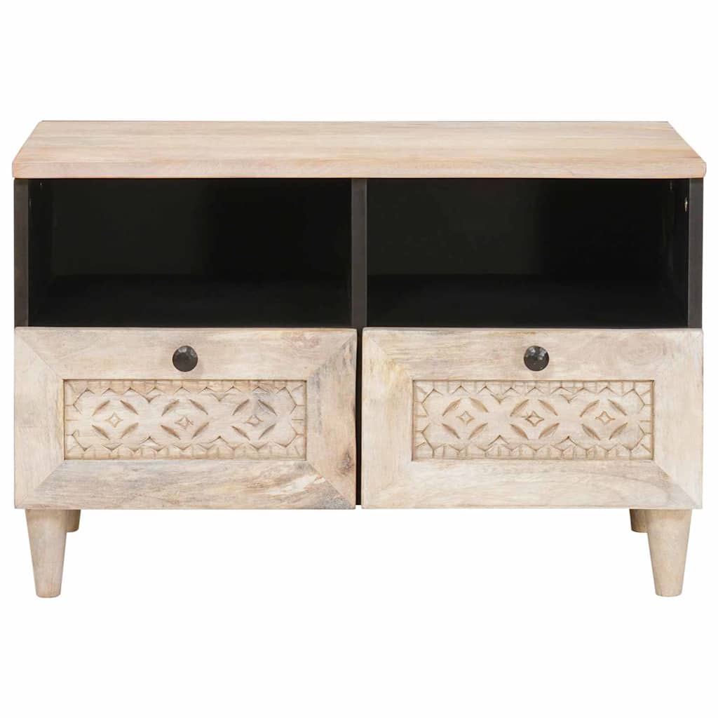 Cabinet TV cu sertar Alb 70 x 33 x 46 cm Lemn masiv de mango GartenMobel Dekor