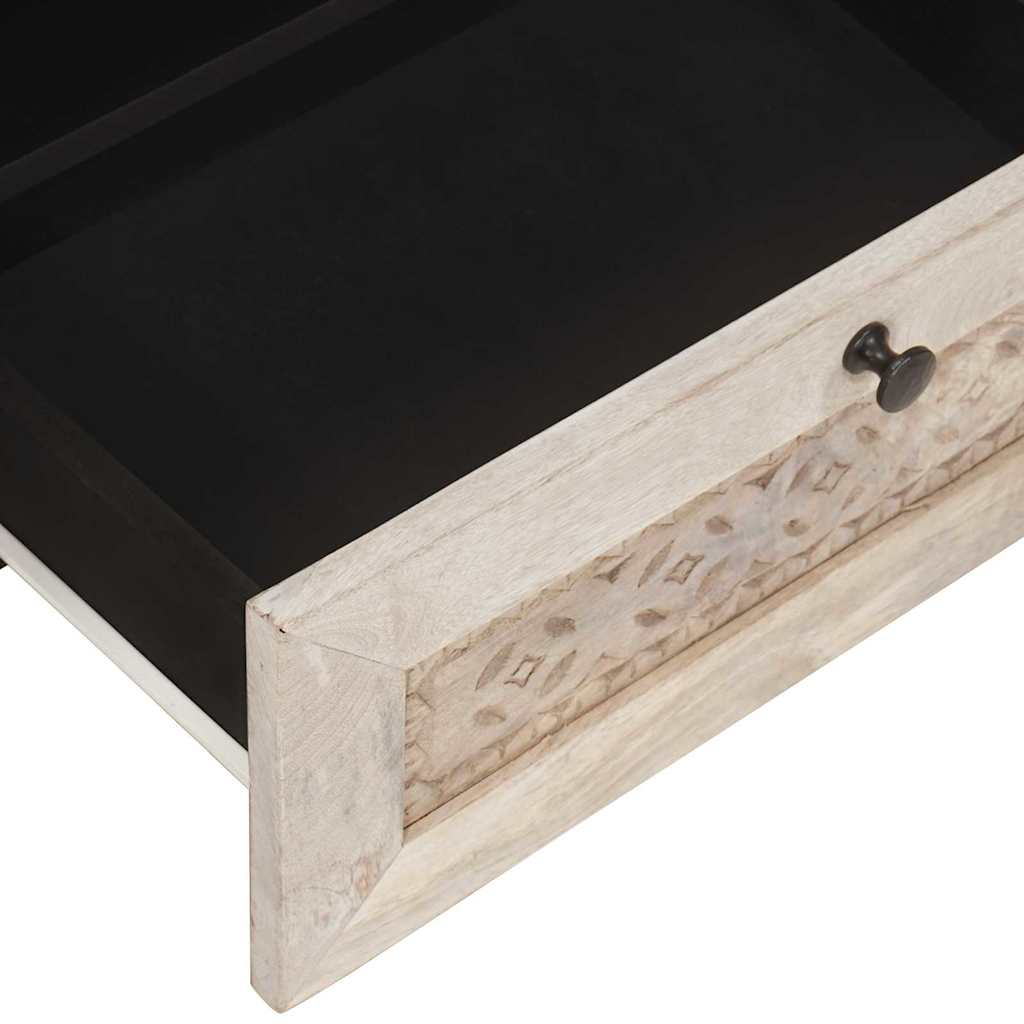 Cabinet TV cu sertar Alb 80 x 33 x 46 cm Lemn masiv de mango GartenMobel Dekor