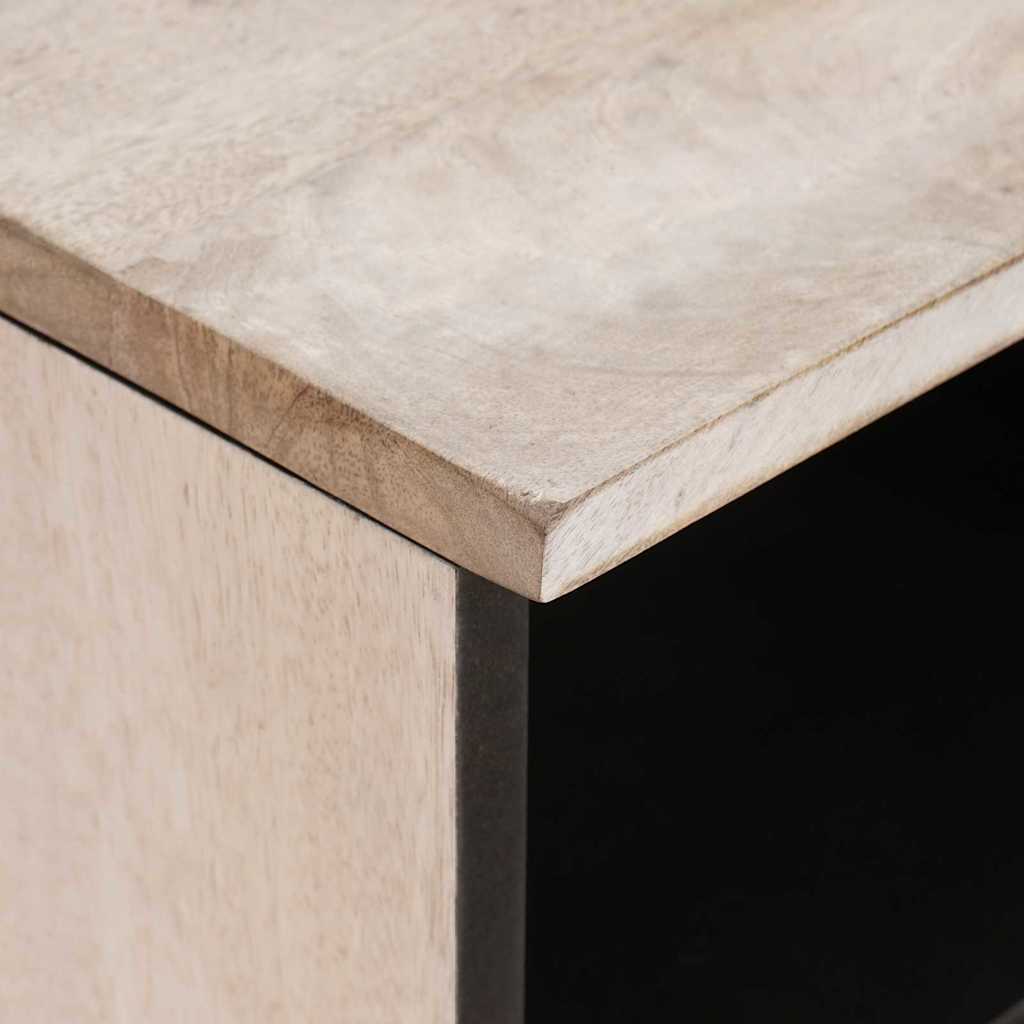 Cabinet TV cu sertar Alb 80 x 33 x 46 cm Lemn masiv de mango GartenMobel Dekor