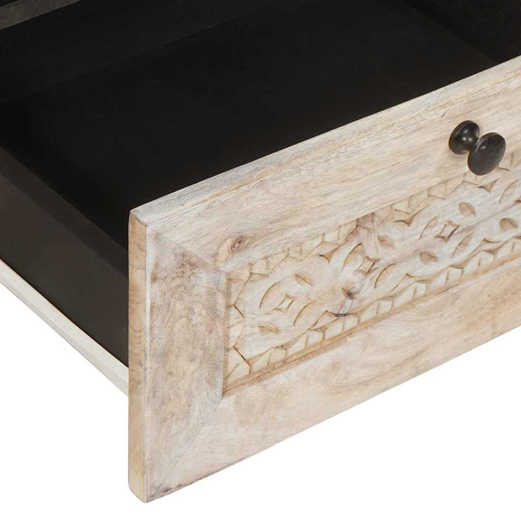 Cabinet TV cu sertar cu raft cu ușă Alb Lemn masiv de mango GartenMobel Dekor