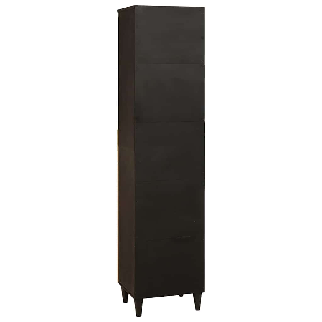 Dulap de Baie Negru și Aur 38 x 33 x 160 cm Lemn masiv de mango GartenMobel Dekor