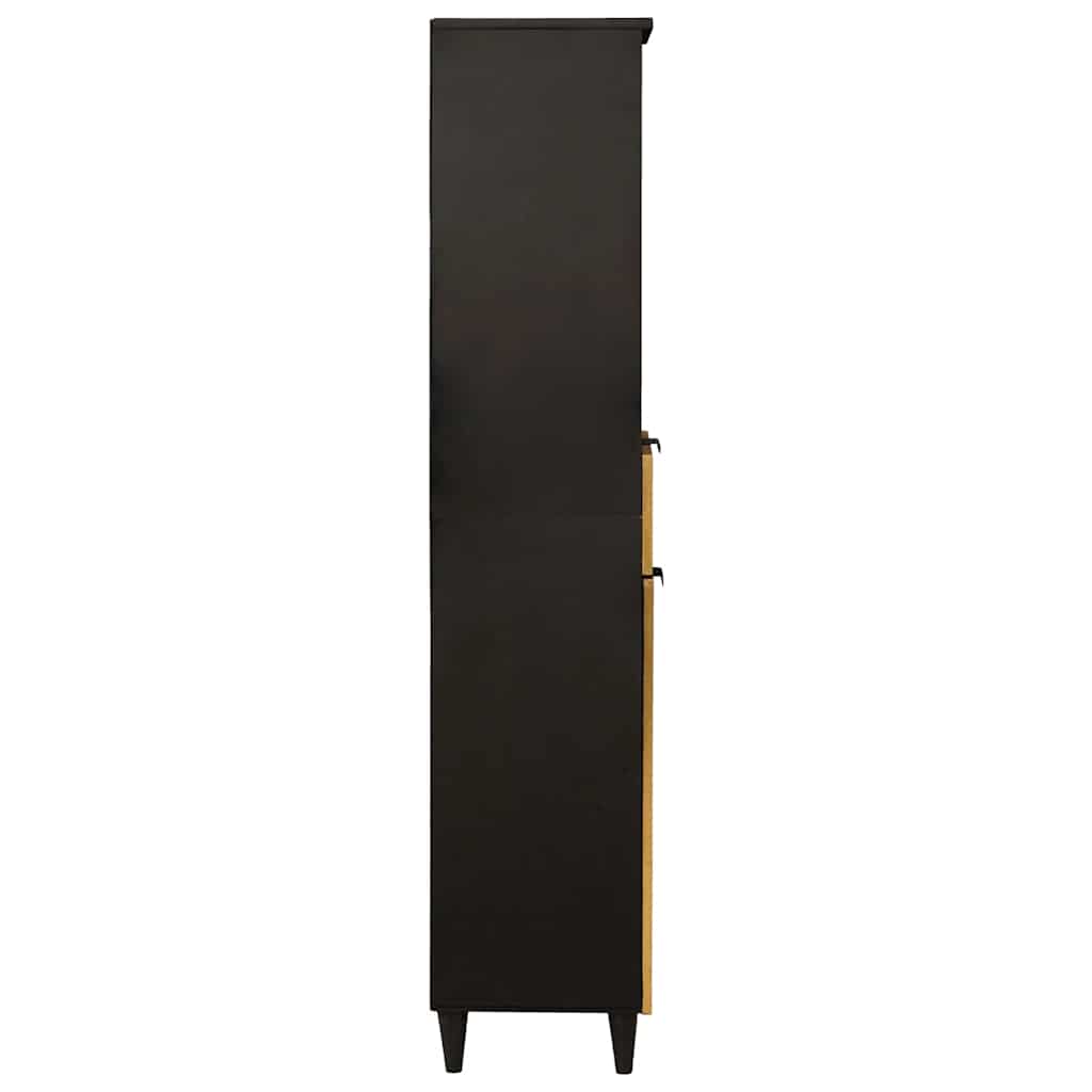 Dulap de Baie Negru și Aur 38 x 33 x 160 cm Lemn masiv de mango GartenMobel Dekor