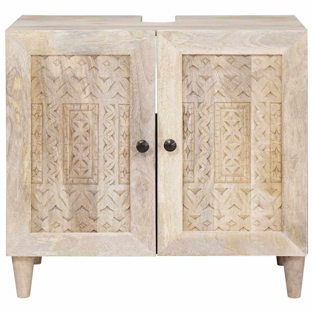 Dulap de Baie Pe perete Alb 62 x 33 x 58 cm Lemn solid de mango GartenMobel Dekor