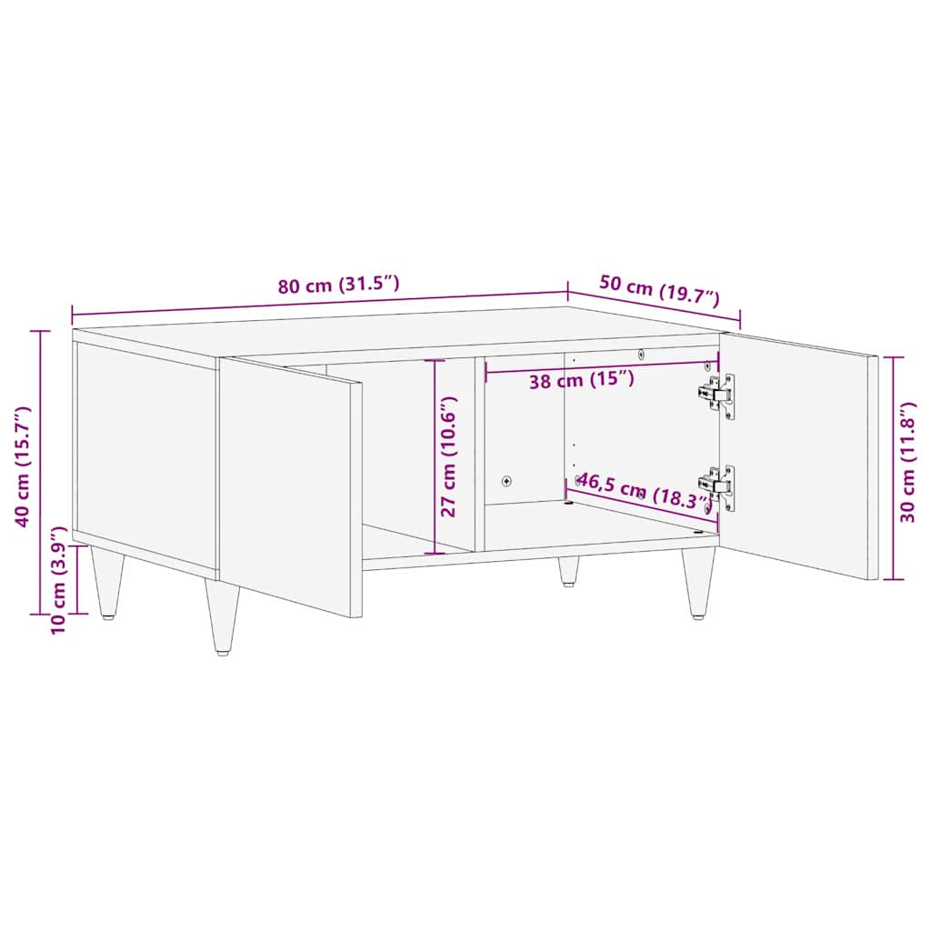 Masă de cafea Maro deschis 80 x 50 x 40 cm Lemn masiv de mango GartenMobel Dekor