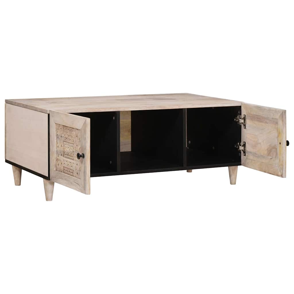 Masă de cafea cu raft Bej 100 x 54 x 40 cm Lemn masiv de mango GartenMobel Dekor
