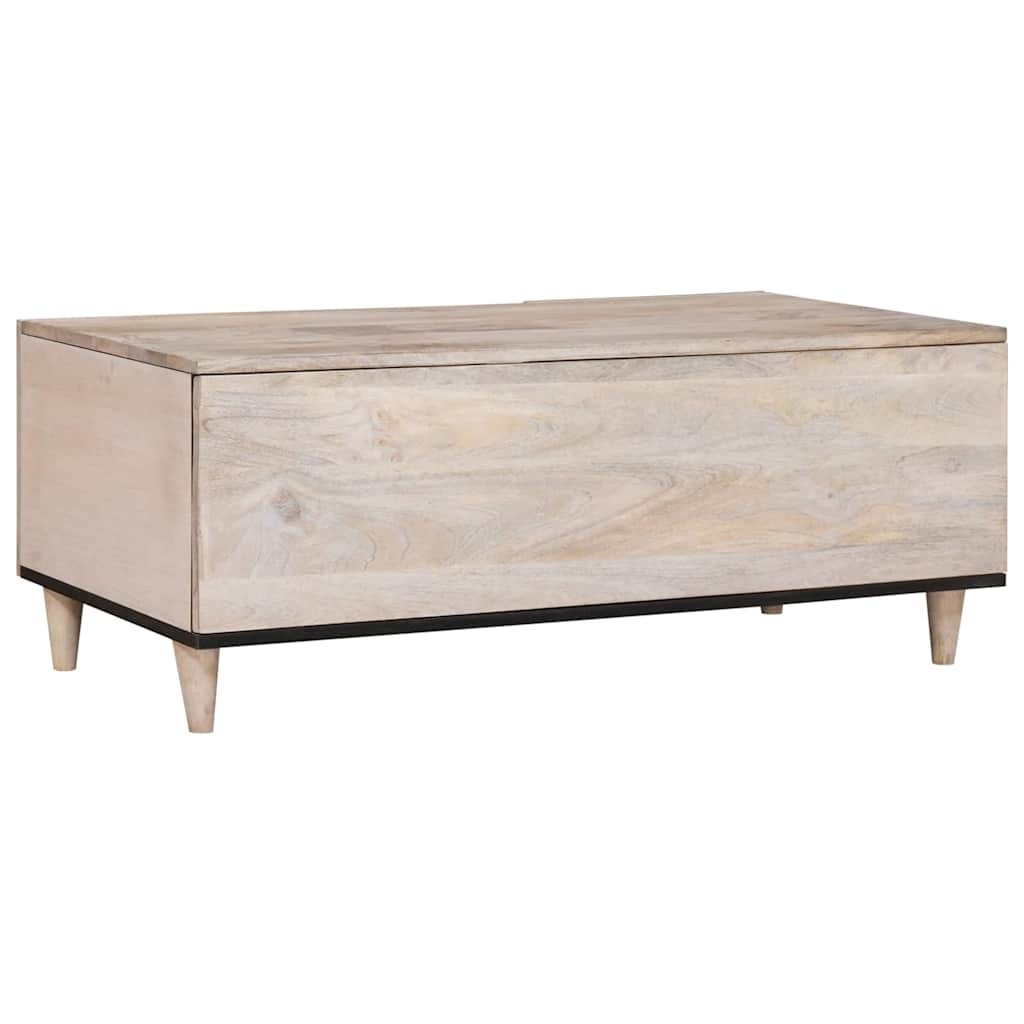Masă de cafea cu raft Bej 100 x 54 x 40 cm Lemn masiv de mango GartenMobel Dekor