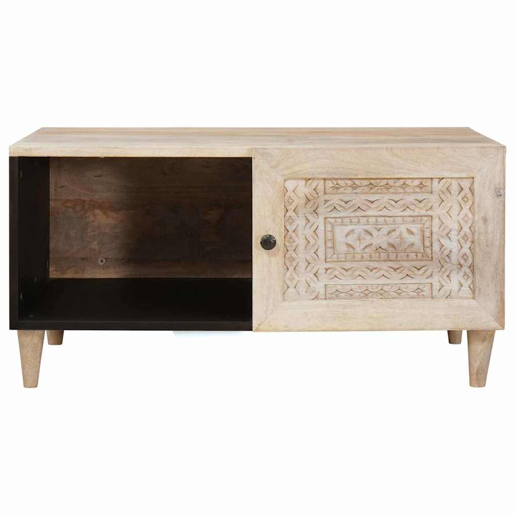 Masă de cafea cu raft Bej 80 x 50 x 40 cm Lemn masiv de mango GartenMobel Dekor