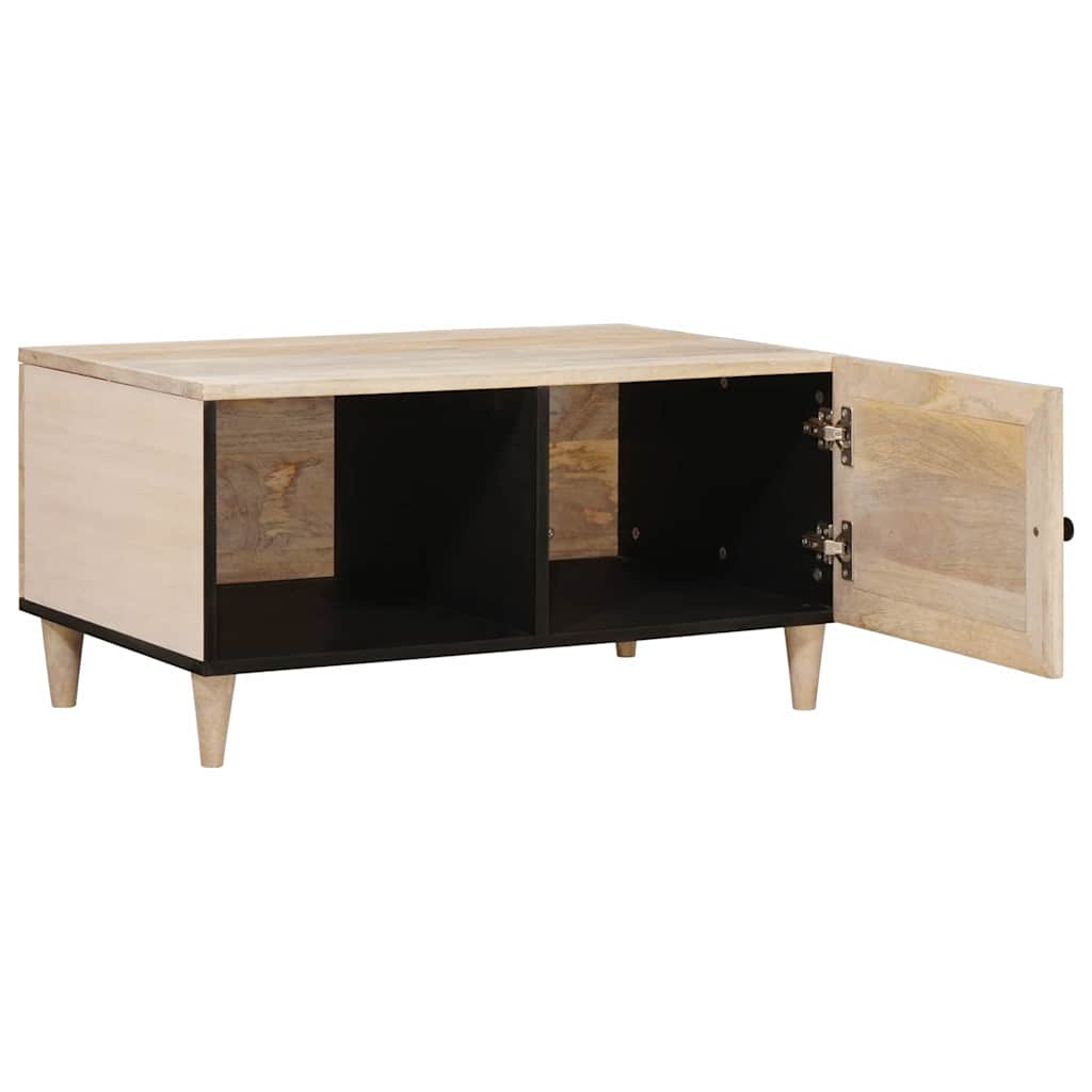 Masă de cafea cu raft Bej 80 x 50 x 40 cm Lemn masiv de mango GartenMobel Dekor