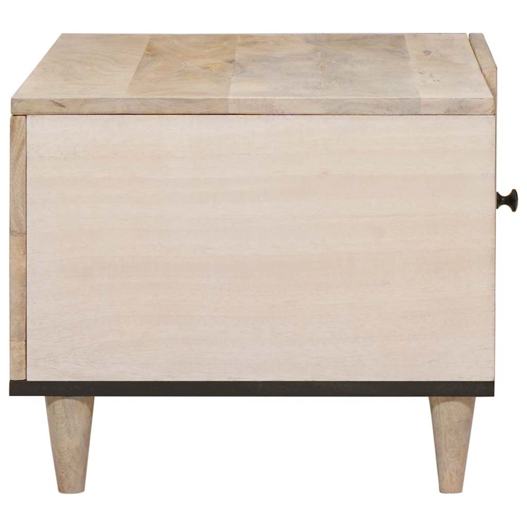 Masă de cafea cu raft Bej 80 x 50 x 40 cm Lemn masiv de mango GartenMobel Dekor