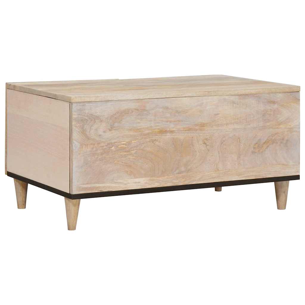 Masă de cafea cu raft Bej 80 x 50 x 40 cm Lemn masiv de mango GartenMobel Dekor