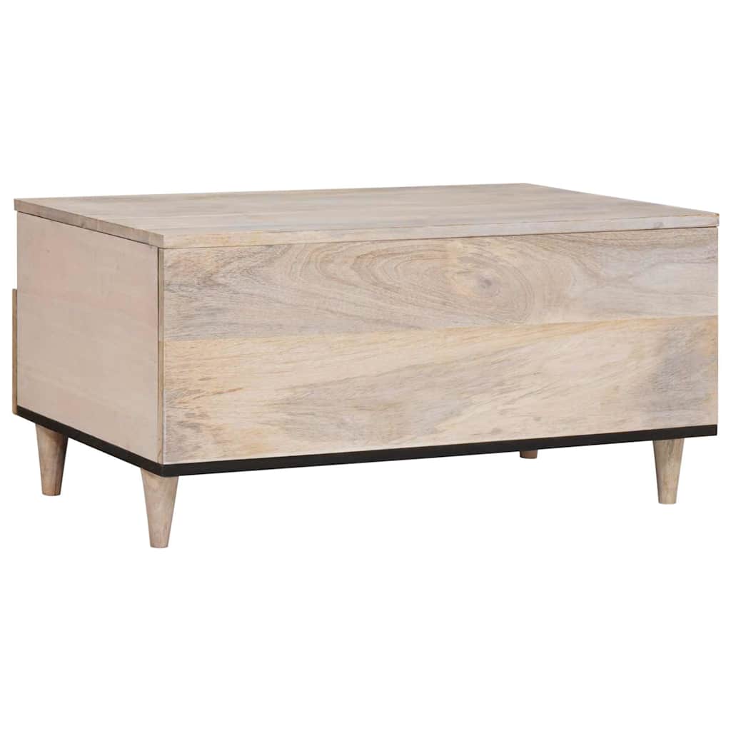 Masă de cafea cu sertar Alb 80 x 54 x 40 cm Lemn masiv de mango GartenMobel Dekor