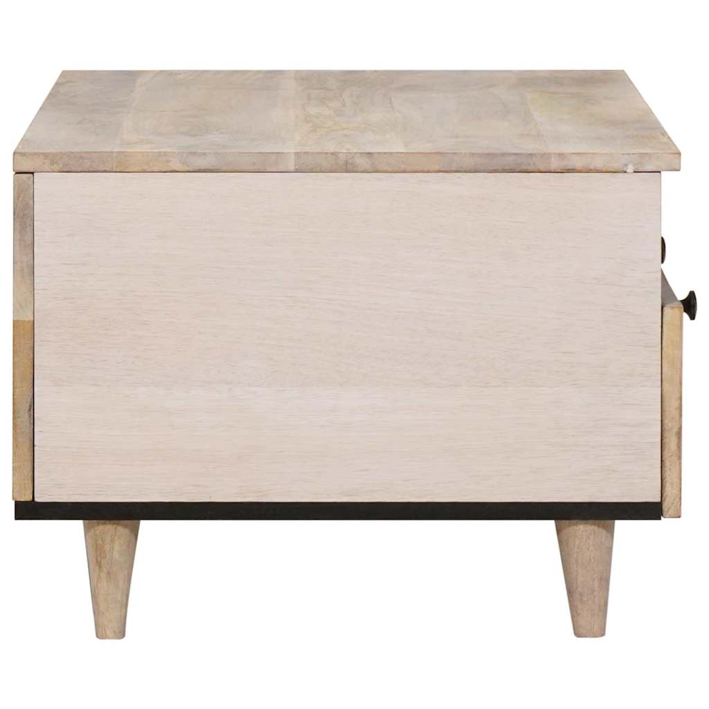 Masă de cafea cu sertar Alb 80 x 54 x 40 cm Lemn masiv de mango GartenMobel Dekor