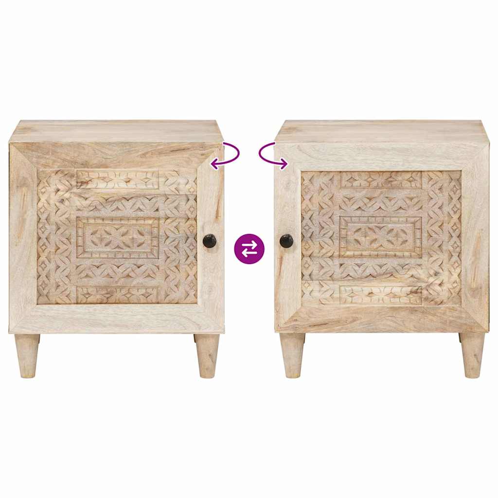 Noptieră Bej 40 x 33 x 46 cm Lemn masiv de mango GartenMobel Dekor