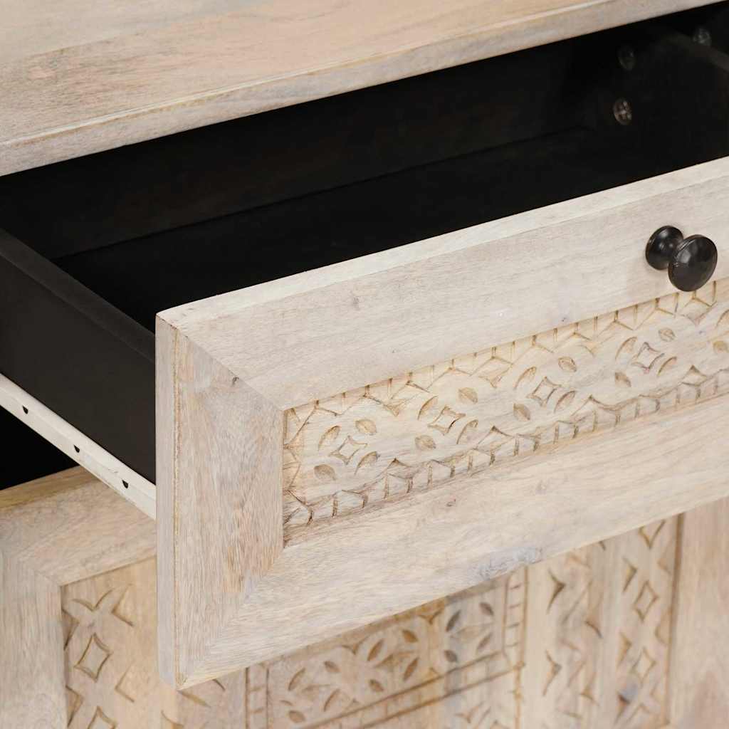 Noptieră cu sertar Bej 50 x 33 x 60 cm Lemn masiv de mango GartenMobel Dekor