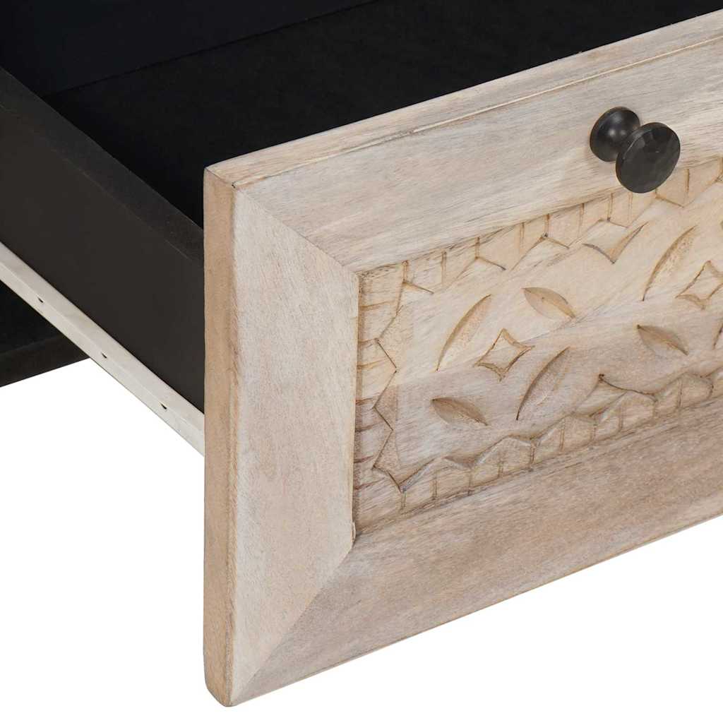 Noptieră cu sertar Bej 50 x 33 x 60 cm Lemn masiv de mango GartenMobel Dekor