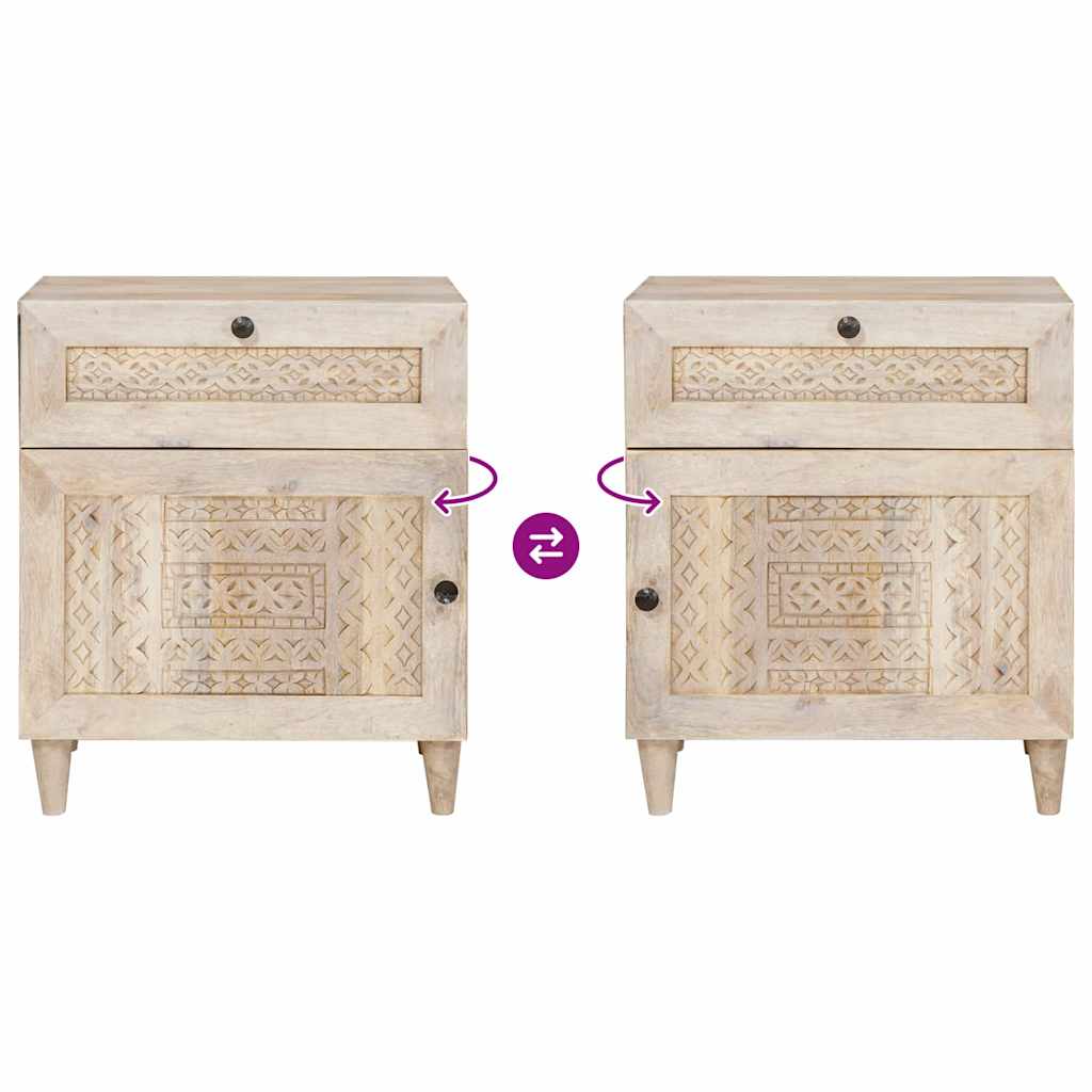 Noptieră cu sertar Bej 50 x 33 x 60 cm Lemn masiv de mango GartenMobel Dekor