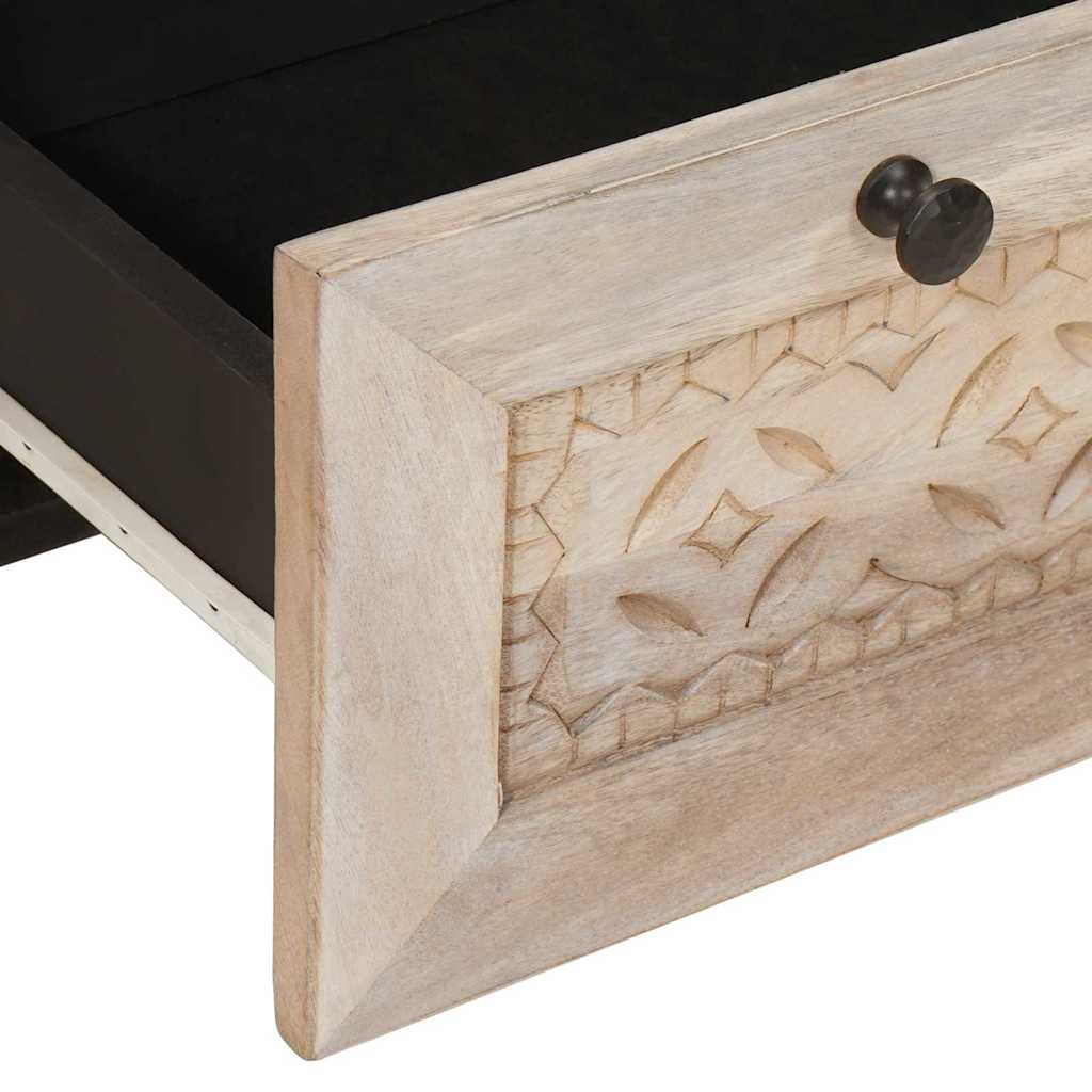 Noptieră cu sertar Bej 50 x 33 x 60 cm Lemn masiv de mango GartenMobel Dekor