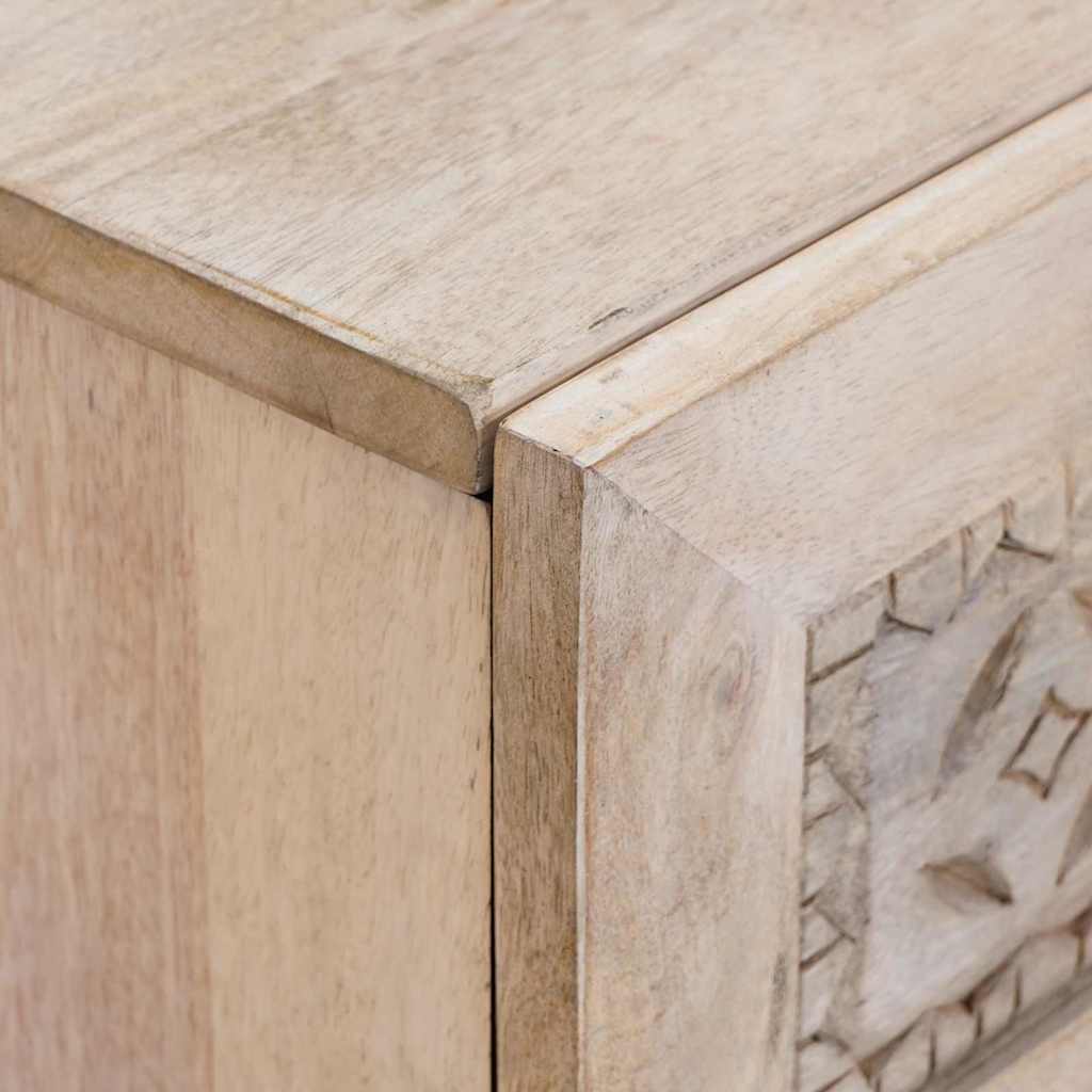 Noptieră cu sertar Bej 50 x 33 x 60 cm Lemn masiv de mango GartenMobel Dekor