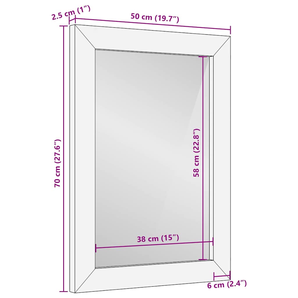 Oglindă pentru baie Pe perete Negru și Aur 50 x 2.5 x 70 cm GartenMobel Dekor