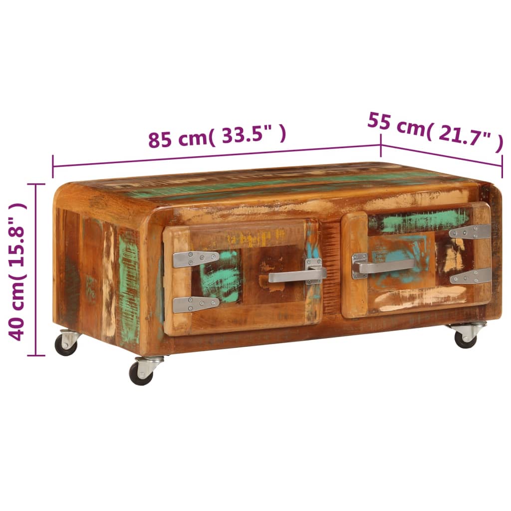 Măsuță de cafea, 85 x 55 x 40 cm, lemn masiv reciclat GartenMobel Dekor