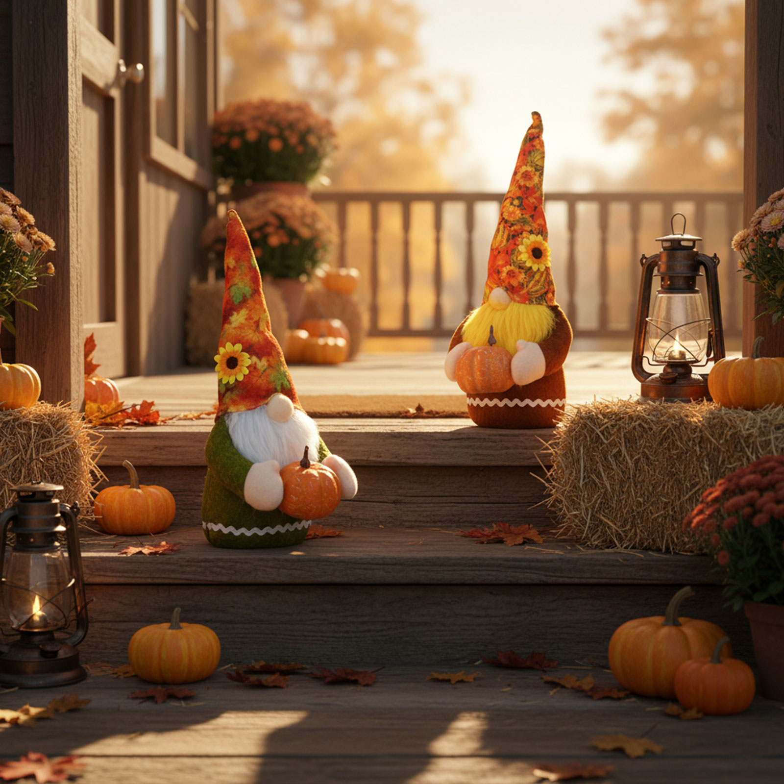 Figurină decorativă de toamnă – Moș cu dovleac – 35 cm – 2 modele Best CarHome